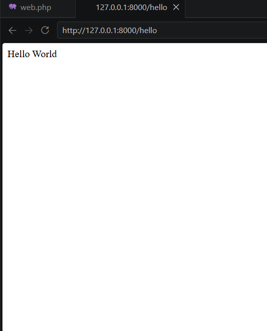 Tampilan Hello World pada browser